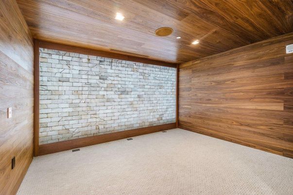 Empty room, Interior, Recessed Lighting, Wooden Ceilings, Wooden Walls