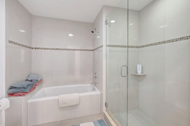 Bathroom, Glass Shower, Interior, Recessed Lighting