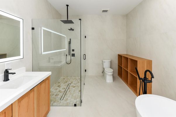 Bathroom, Dual Sink Vanities, Glass Shower, Interior