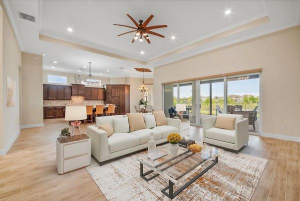 Dining room, Interior, Kitchen, Living room, Pendant Lights, Recessed Lighting, Stainless Steel Appliances, Wood Texture Flooring