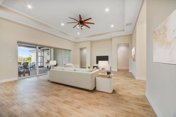 Interior, Living room, Recessed Lighting, Wood Texture Flooring