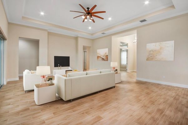 Interior, Living room, Recessed Lighting, Wood Texture Flooring