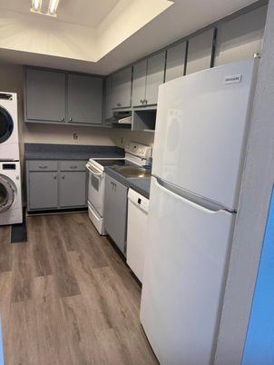 Interior, Kitchen, Washer, Wood Texture Flooring