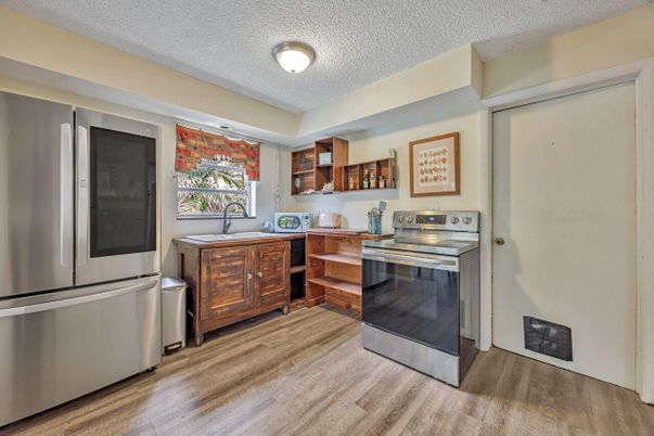 Interior, Kitchen, Stainless Steel Appliances, Wood Texture Flooring
