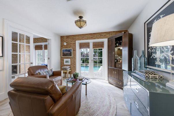 Interior, Living room, Stone Walls, Wood Texture Flooring