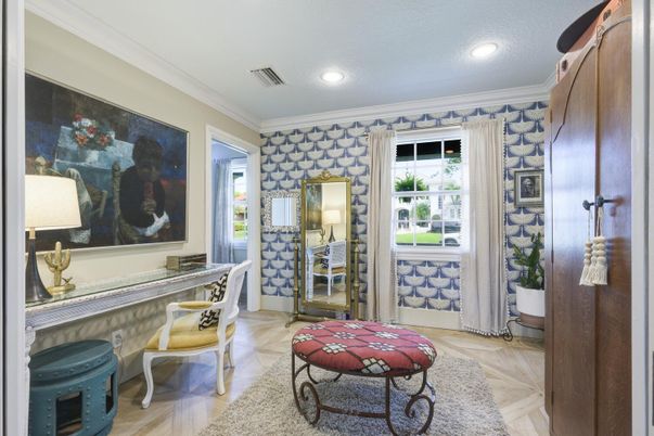 Home Office, Interior, Recessed Lighting, Wood Texture Flooring
