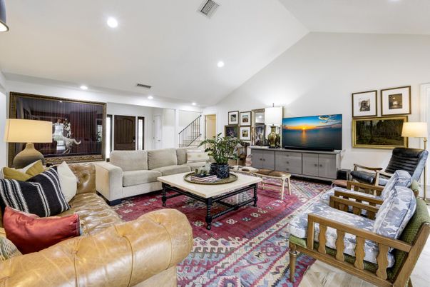Interior, Living room, Recessed Lighting, Wood Texture Flooring