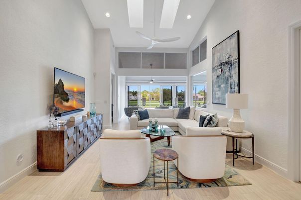 Interior, Living room, Recessed Lighting, Wood Texture Flooring