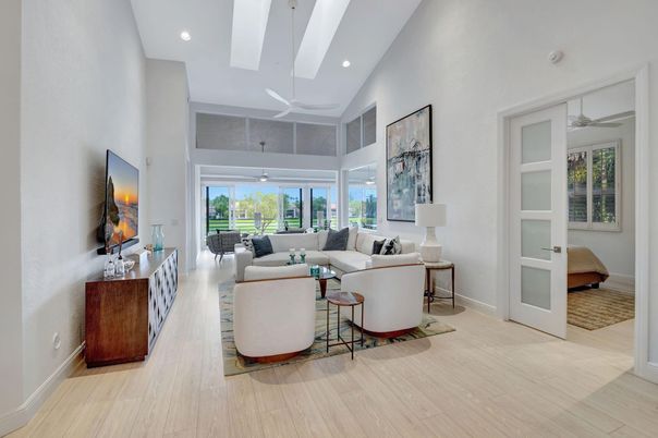 Interior, Living room, Recessed Lighting, Wood Texture Flooring