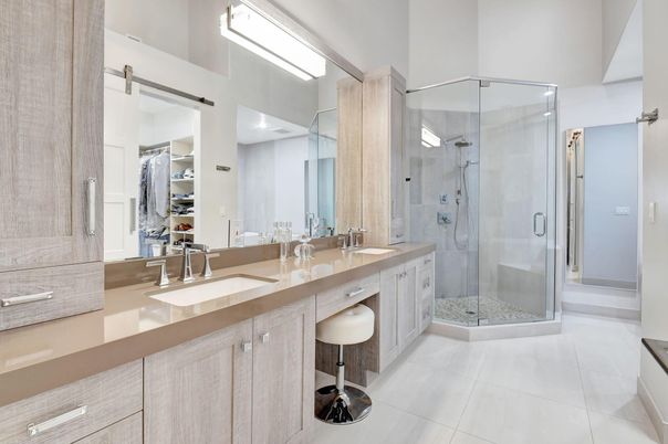 Bathroom, Dual Sink Vanities, Glass Shower, Interior