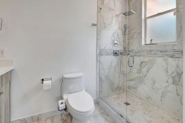 Bathroom, Glass Shower, Interior, Marble, Marble Walls