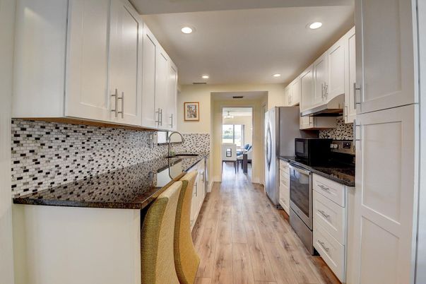 Interior, Kitchen, Recessed Lighting, Wood Texture Flooring