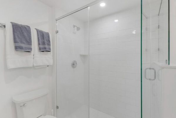 Bathroom, Glass Shower, Interior, Recessed Lighting