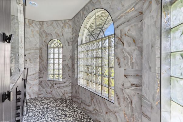 Bathroom, Interior, Marble Walls, Recessed Lighting