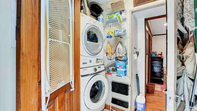 Interior, Recessed Lighting, Utility Closets, Washer, Wood Texture Flooring