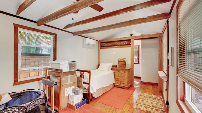 Bedroom, Interior, Wooden Beams, Wood Texture Flooring