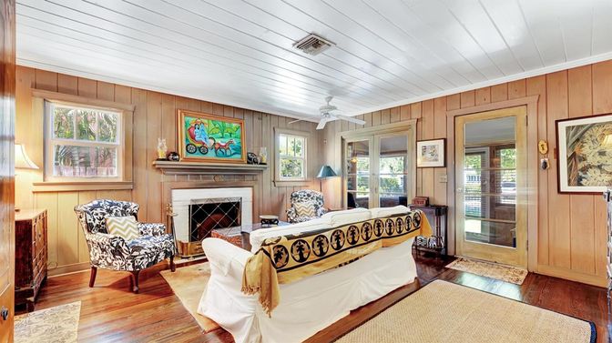Fireplace, Interior, Wood Texture Flooring, Wooden Walls