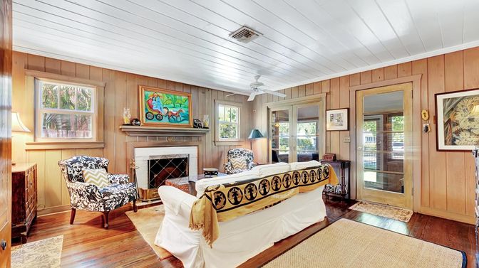 Fireplace, Interior, Wood Texture Flooring, Wooden Walls