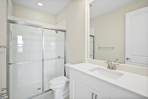 Bathroom, Glass Shower, Interior, Recessed Lighting