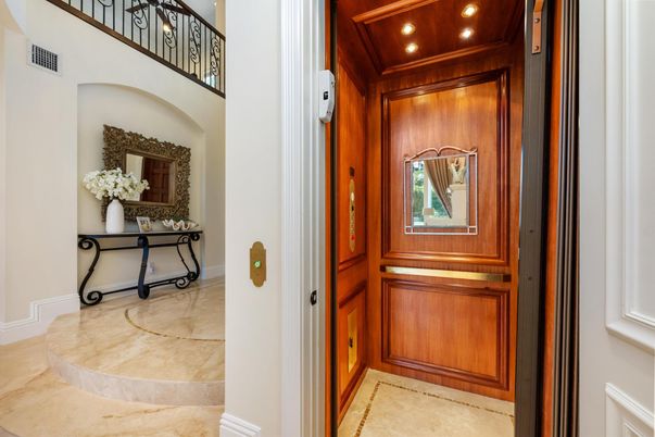 Elevator, Interior, Recessed Lighting, Wooden Walls