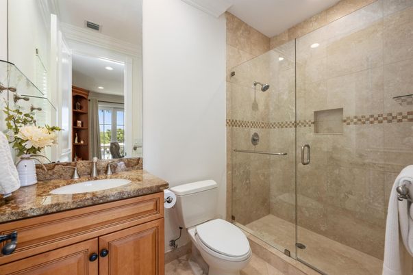 Bathroom, Glass Shower, Interior, Recessed Lighting
