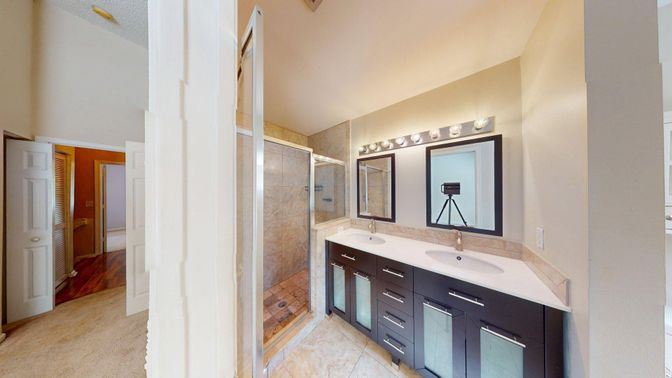 Bathroom, Dual Sink Vanities, Glass Shower, Interior