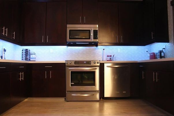 Interior, Kitchen, Stainless Steel Appliances, Wood Texture Flooring