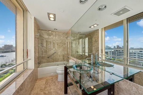 Bathroom, Glass Shower, Interior, Recessed Lighting