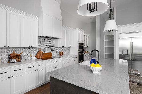 Interior, Kitchen, Pendant Lights, Stainless Steel Appliances, Wood Texture Flooring
