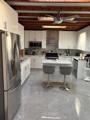 Interior, Kitchen, Marble, Stainless Steel Appliances, Wooden Beams