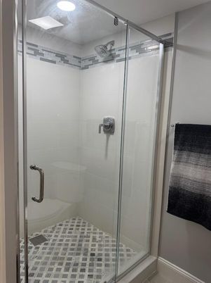 Bathroom, Glass Shower, Interior, Recessed Lighting