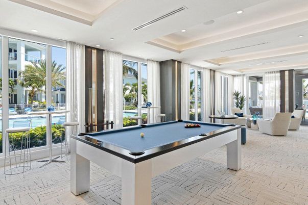 Billiard Table, Game Room, Interior, Recessed Lighting