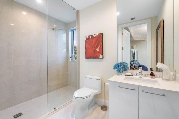 Bathroom, Glass Shower, Interior, Recessed Lighting