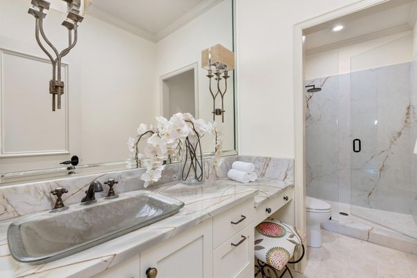 Bathroom, Glass Shower, Interior, Recessed Lighting