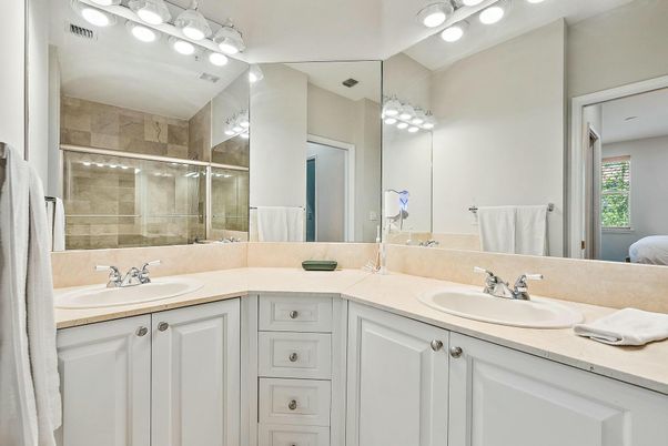 Bathroom, Dual Sink Vanities, Glass Shower, Interior