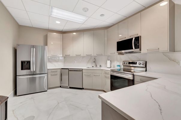 Interior, Kitchen, Marble, Recessed Lighting, Stainless Steel Appliances