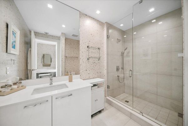 Bathroom, Dual Sink Vanities, Glass Shower, Interior, Recessed Lighting