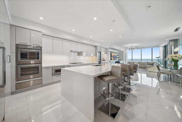Chandelier, Dining room, Interior, Kitchen, Living room, Pendant Lights, Recessed Lighting, Stainless Steel Appliances, Water