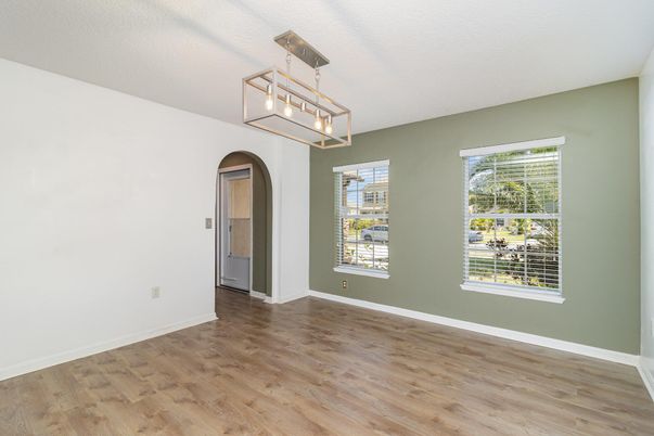 Empty room, Interior, Pendant Lights, Wood Texture Flooring