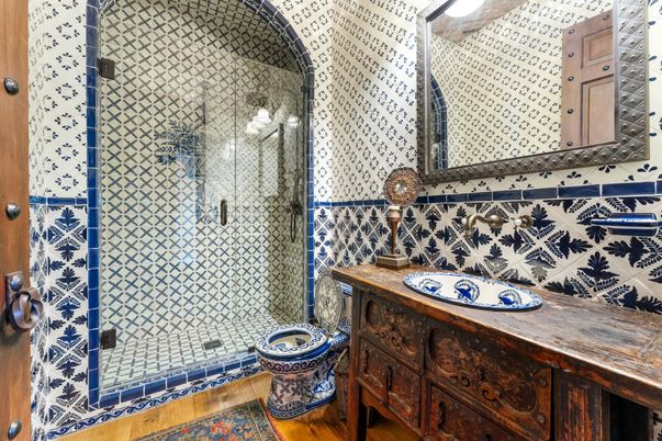 Bathroom, Glass Shower, Interior, Wood Texture Flooring