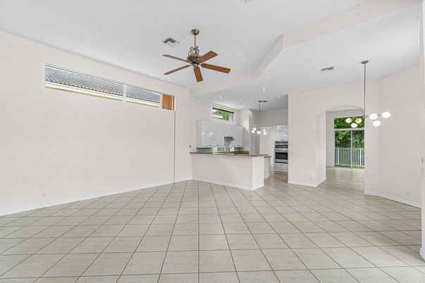 Empty room, Interior, Kitchen, Pendant Lights, Recessed Lighting