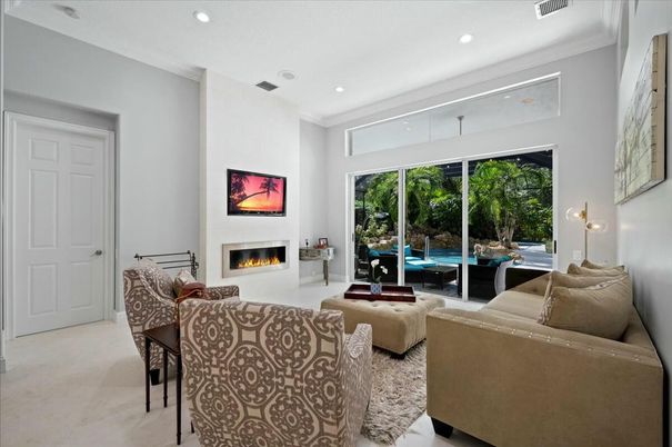 Fireplace, Interior, Living room, Recessed Lighting