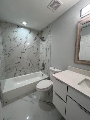 Bathroom, Interior, Marble, Marble Walls, Recessed Lighting