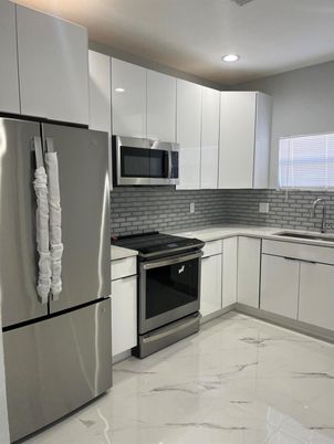 Interior, Kitchen, Marble, Recessed Lighting, Stainless Steel Appliances