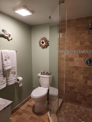 Bathroom, Glass Shower, Interior, Stone Walls