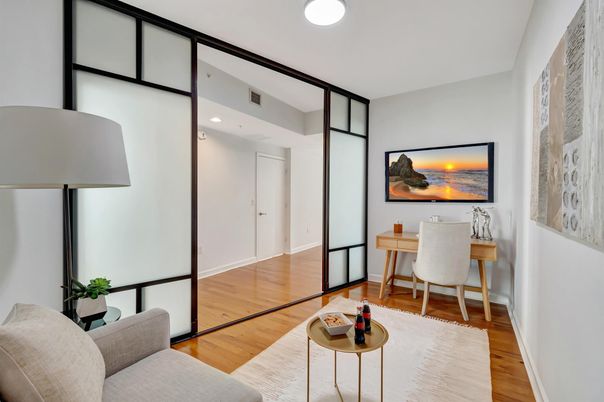 Home Office, Interior, Recessed Lighting, Wood Texture Flooring