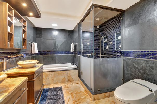 Bathroom, Glass Shower, Interior, Recessed Lighting