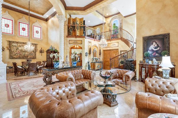 Chandelier, Dining room, Interior, Living room, Pendant Lights, Recessed Lighting, Wooden Beams