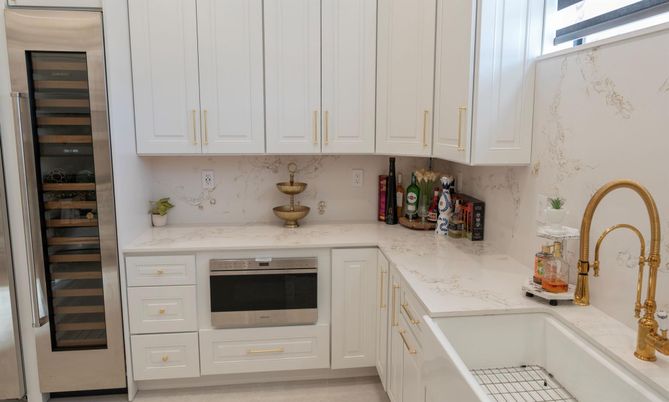 Interior, Kitchen, Marble Walls, Stainless Steel Appliances