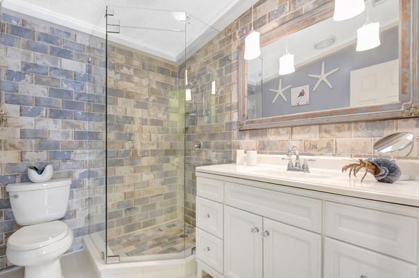 Bathroom, Glass Shower, Interior, Stone Walls